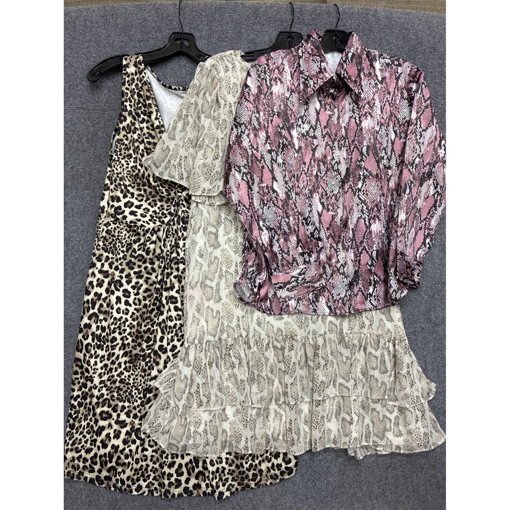 Lot of 3 Animal Print Bundle Mittoshop Snakeskin Dress Leopard Dress Snake
